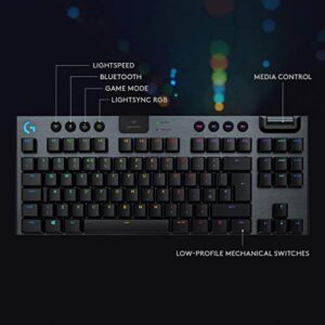 Logitech G915 TKL Tenkeyless Lightspeed Wireless RGB Mechanical Gaming Keyboard, Low Profile Switch Options, Lightsync RGB, Advanced Wireless and Bluetooth Support - Tactile,Black