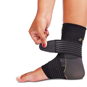 ankle brace for women and men - adjustable strap for arch support - plantar fasciitis brace for sprained ankle achilles tendonitis pain and injured foot - breathable copper infused nylon (x-large)