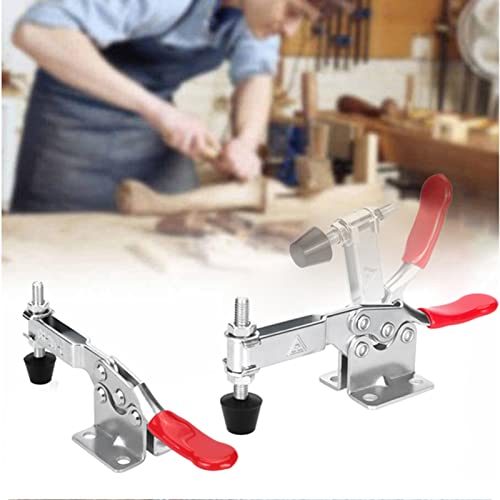 chfine 10 Pack Hold Down Toggle Clamps Woodworking Latch Antislip Red Hand Tool Holding Capacity Antislip Horizontal Heavy Duty Toggle Clamp 201B 220lbs Quick Release Tool