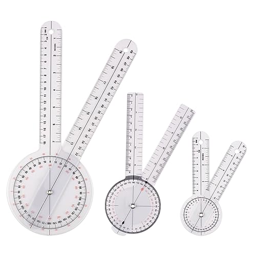 Ultrassist Premium Goniometer Set (3 Pieces), 360 Degree 6", 8", 12" Complete Set, Measuring Tool