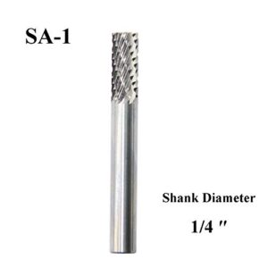 SA-1 Solid Tungsten Carbide Burr Rotary File Cylindrical Shape Double Cut for Die Grinder Drill Bits 1/4'' Inch Diameter of Shank and Cutter 5/8'' Inch Cutter Length