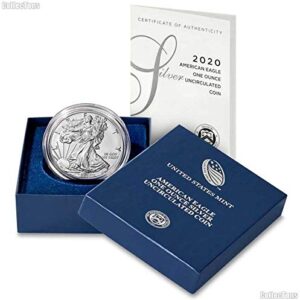 2020 W Proof American Silver Eagle in Box with COA Dollar US Mint Uncirculated