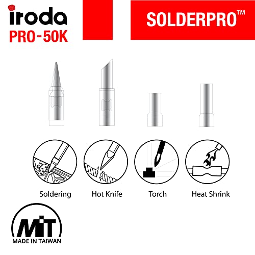 IRODA SOLDERPRO 50K Butane Soldering Kit | 4-in-1 30-70W Heat Gun Blower, Mini Torch Portable Butane Soldering Iron Kit, Rapid Heat Up, (Taiwan) No Butane Included