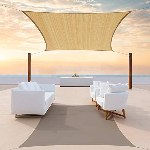 ColourTree 8' x 10' Sand Beige Sun Shade Sail Rectangle Canopy Awning Fabric Cloth Screen - UV Block UV Resistant Heavy Duty Commercial Grade - Outdoor Patio Carport - (We Make Custom Size)