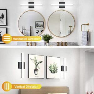 Combuh LED Bathroom Vanity Light Bar 16 Inch 9W Black IP44 Over Mirror Lighting Fixture Wall Sconce Indoor Modern Cool White 6000K