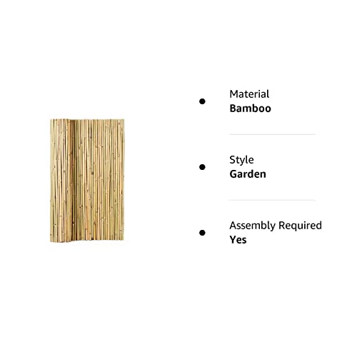 Mininfa Natural Rolled Bamboo Fence, Eco-Friendly Bamboo Fencing, 0.7 in D x 4 feet High x 6 feet Long, Bamboo Screen for Garden, Privacy