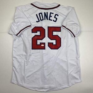 autographed/signed andruw jones atlanta white baseball jersey jsa coa