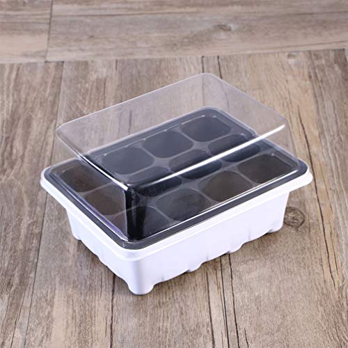 DOITOOL 6 PCS Seedling Starter Trays with Dome 12 Cells for Gardening Bonsai Seedling Plant Grow Starting Germination Kit 18 x 14 x 6 cm (White)