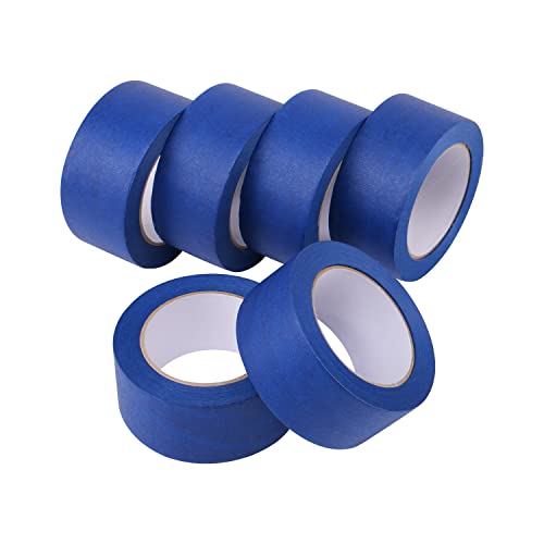 Lichamp 6-Piece Blue Painters Tape 2 inches Wide, Blue Masking Tape Painter's Bulk Multi Pack, 1.95 inch x 55 Yards x 6 Rolls (330 Total Yards)