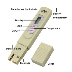 iPstyle Digital TDS Meter Water Tester, PPM Water Quality Tester Measuring Range 0-9999ppm, Ideal for Drinking Water, Swimming Pool, Aquariums, Hydroponics (Grey) (TDS)