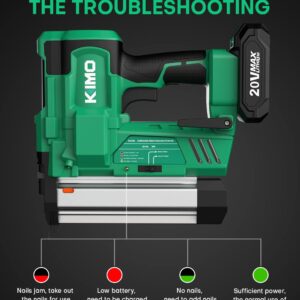 KIMO 18 Gauge Nail Gun Battery Powered w/ 2 X 2.0 Battery & Charger, 2 in 1 Cordless Brad Nailer/Electric Stapler, Adjustable Depth, 18GA Staples for Upholstery, Home Improvement & Woodworking