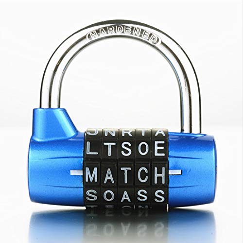 Padlock 5 Letter Word Lock,5 Digit Combination Lock,Gym Locker Lock,Safety Padlock for School Gym Locker,Sports Locker,Fence,Toolbox,Hasp Cabinet Storage (Blue)