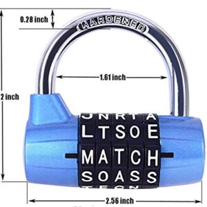 Padlock 5 Letter Word Lock,5 Digit Combination Lock,Gym Locker Lock,Safety Padlock for School Gym Locker,Sports Locker,Fence,Toolbox,Hasp Cabinet Storage (Blue)