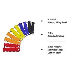 Klever Innovations Cutter Stainless Steel Package Opener, Safety Utility Cutter Assorted Colors 10 pcs, KLEVER - 10/PACK MIX