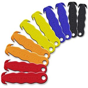 klever innovations cutter stainless steel package opener, safety utility cutter assorted colors 10 pcs, klever - 10/pack mix