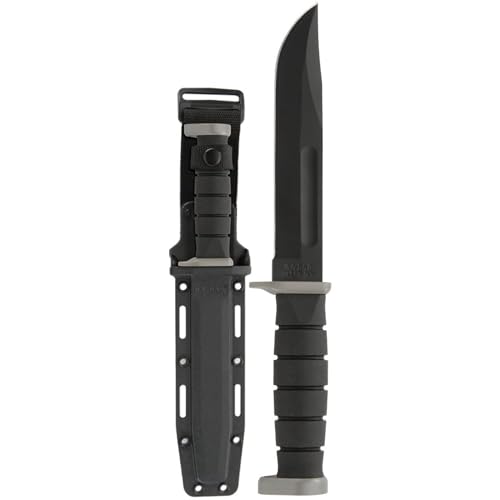 KA-BAR 1292 D2 Extreme Fighting/Utility Knife Black Hard Plastic Sheath, Straight Edge