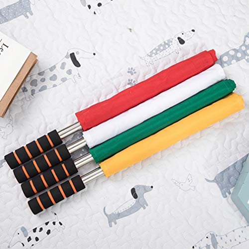 BESPORTBLE 4 pcs Hand Signal Flags Stainless Steel Pole Match Solid Color Command Flag Referee Flag for Football Track and Field (Red)