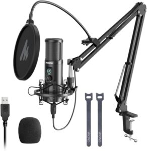 maono usb microphone, professional condenser computer pc mic with one-touch mute, gain control for podcast, recording, gaming, streaming, zoom meeting, instruments, studio, youtube, discord pm421