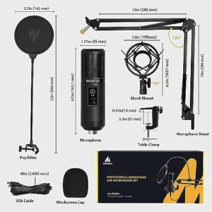 MAONO USB Microphone, Professional Condenser Computer PC Mic with One-Touch Mute, Gain Control for Podcast, Recording, Gaming, Streaming, Zoom Meeting, Instruments, Studio, YouTube, Discord PM421