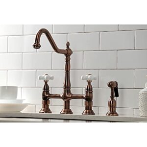 Kingston Brass KS127PXBSAC Heritage Bridge Kitchen Faucet, Antique Copper