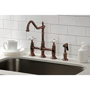 Kingston Brass KS127PXBSAC Heritage Bridge Kitchen Faucet, Antique Copper