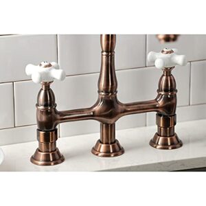 Kingston Brass KS127PXBSAC Heritage Bridge Kitchen Faucet, Antique Copper