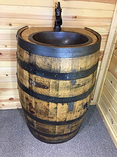 Whiskey Barrel Vanity with Flat Back