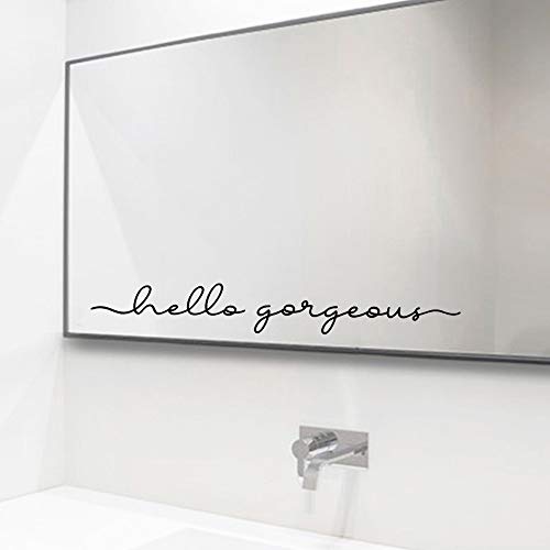 ZLKAPT Hello Gorgeous Inspirational Quotes Mirror Decal 18"x2.4" Vinyl Decal