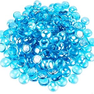 Hisencn Caribbean Blue Fire Glass Rocks for Fire Pit, 1/2 Inch Fire Glass Beads for Propane Gas Fireplace or Natural, Outdoor and Indoor Azure Blue Reflective Decorative Firepit Glass, 10 Pounds