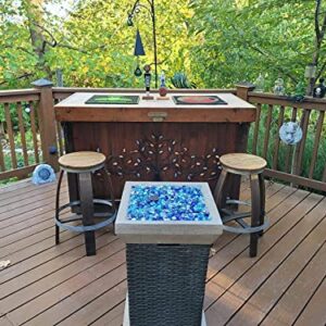 Hisencn Caribbean Blue Fire Glass Rocks for Fire Pit, 1/2 Inch Fire Glass Beads for Propane Gas Fireplace or Natural, Outdoor and Indoor Azure Blue Reflective Decorative Firepit Glass, 10 Pounds