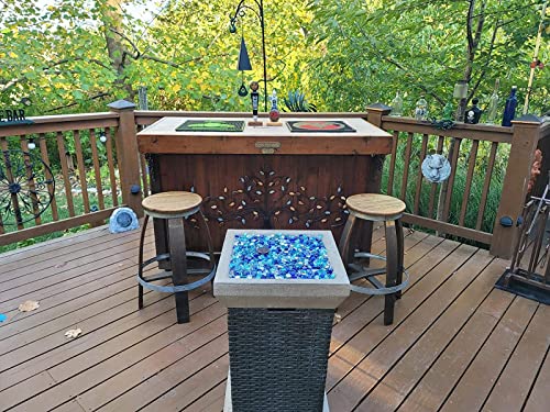 Hisencn Caribbean Blue Fire Glass Rocks for Fire Pit, 1/2 Inch Fire Glass Beads for Propane Gas Fireplace or Natural, Outdoor and Indoor Azure Blue Reflective Decorative Firepit Glass, 10 Pounds