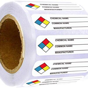 SDS Stickers/MSDS Stickers for Chemical Safty Data 1 X 3 Inches - Chemical Identifying and Labeling Sticker Decals - 250 HIMG Write-in Labels