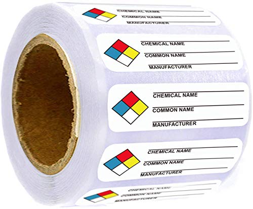 SDS Stickers/MSDS Stickers for Chemical Safty Data 1 X 3 Inches - Chemical Identifying and Labeling Sticker Decals - 250 HIMG Write-in Labels