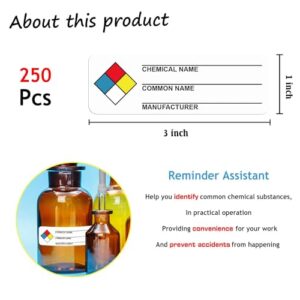 SDS Stickers/MSDS Stickers for Chemical Safty Data 1 X 3 Inches - Chemical Identifying and Labeling Sticker Decals - 250 HIMG Write-in Labels