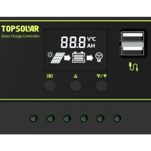 Topsolar 100W 12V Solar Panel Kit Battery Charger 100 Watt 12 Volt Off Grid System for Homes RV Boat + 30A Solar Charge Controller + Solar Cables + Brackets for Mounting