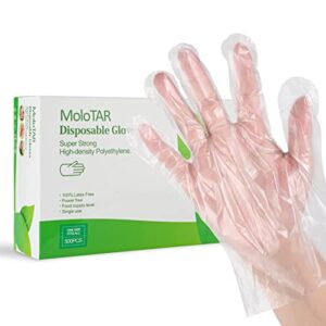 molotar 500 pieces plastic disposable gloves,disposable gloves for cleaning, [ one size fits most ]