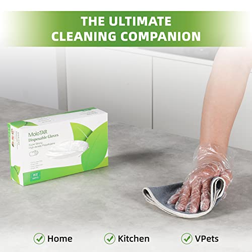 MoloTAR 500 Pieces Plastic Disposable Gloves,Disposable Gloves for Cleaning, [ One Size Fits Most ]