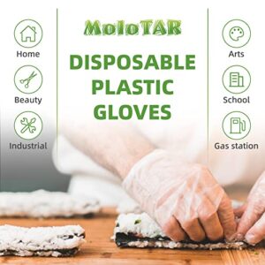 MoloTAR 500 Pieces Plastic Disposable Gloves,Disposable Gloves for Cleaning, [ One Size Fits Most ]