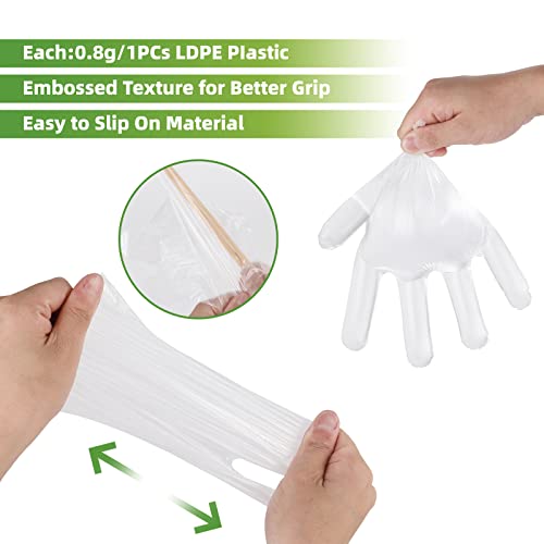 MoloTAR 500 Pieces Plastic Disposable Gloves,Disposable Gloves for Cleaning, [ One Size Fits Most ]