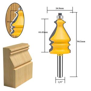 TAIWAIN Router Bit Set 1/4 Inch Shank 5PCS Architectural Picture Frame Molding Bits, Wood Milling Cutter Router, Woodworking Miter Carbide CNC Cutting Tool for Doors, Tables(F-line)