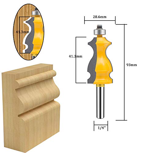 TAIWAIN Router Bit Set 1/4 Inch Shank 5PCS Architectural Picture Frame Molding Bits, Wood Milling Cutter Router, Woodworking Miter Carbide CNC Cutting Tool for Doors, Tables(F-line)