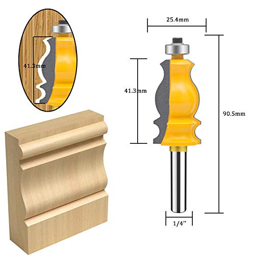 TAIWAIN Router Bit Set 1/4 Inch Shank 5PCS Architectural Picture Frame Molding Bits, Wood Milling Cutter Router, Woodworking Miter Carbide CNC Cutting Tool for Doors, Tables(F-line)