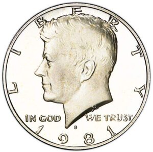 1981 s type 1 proof kennedy half dollar choice uncirculated us mint
