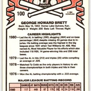 Baseball MLB 1981 Donruss #100 George Brett NM-MT Royals