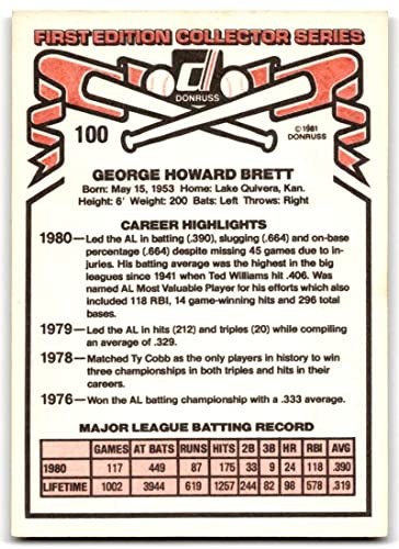 Baseball MLB 1981 Donruss #100 George Brett NM-MT Royals