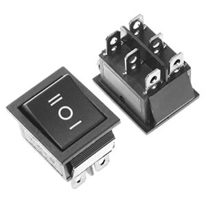 2pcs dpdt 6 pins 3 position on/off/on black rocker toggle switch for car and boat ac 20a/125v 16a/250v kcd2 by qteatak