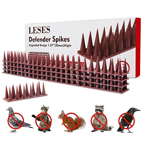 LESES Bird Spike Pigeons Spikes Raccoon Spikes Cat Spikes Outdoor Plastic Security Fence Spikes of 12 Pack [16.5 FT]