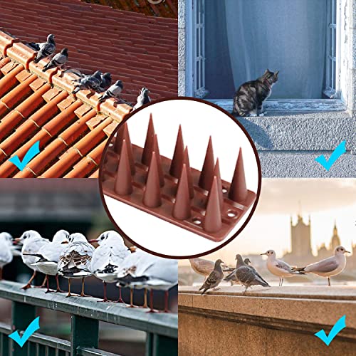 LESES Bird Spike Pigeons Spikes Raccoon Spikes Cat Spikes Outdoor Plastic Security Fence Spikes of 12 Pack [16.5 FT]