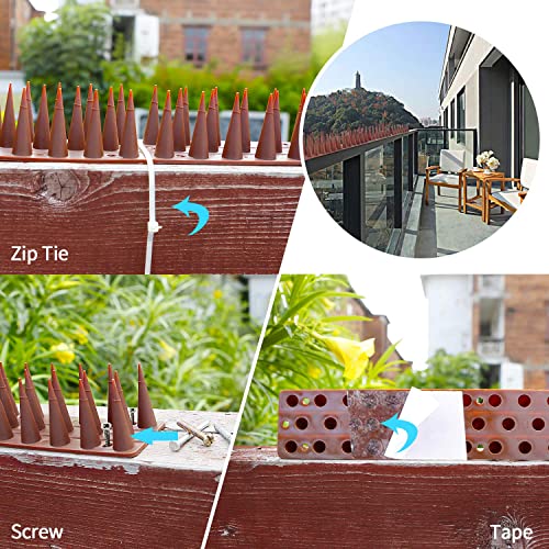 LESES Bird Spike Pigeons Spikes Raccoon Spikes Cat Spikes Outdoor Plastic Security Fence Spikes of 12 Pack [16.5 FT]
