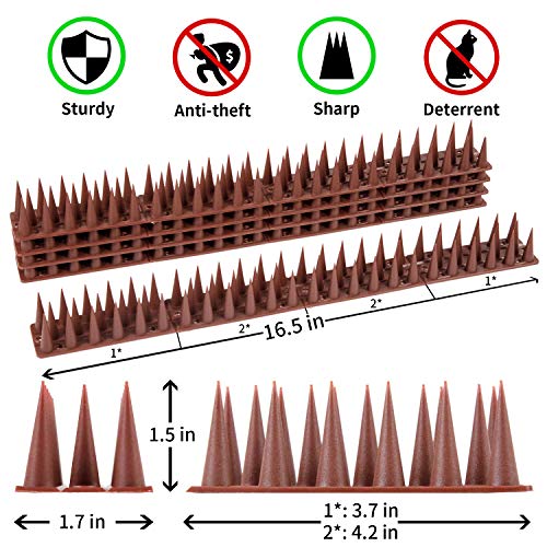 LESES Bird Spike Pigeons Spikes Raccoon Spikes Cat Spikes Outdoor Plastic Security Fence Spikes of 12 Pack [16.5 FT]